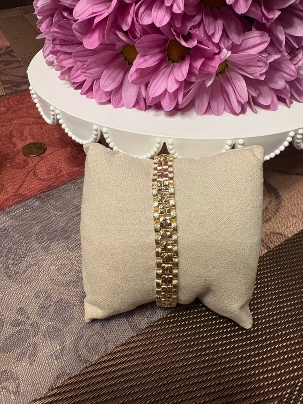 Gold Tone Crystal Link Bracelet - Shimmering Gold